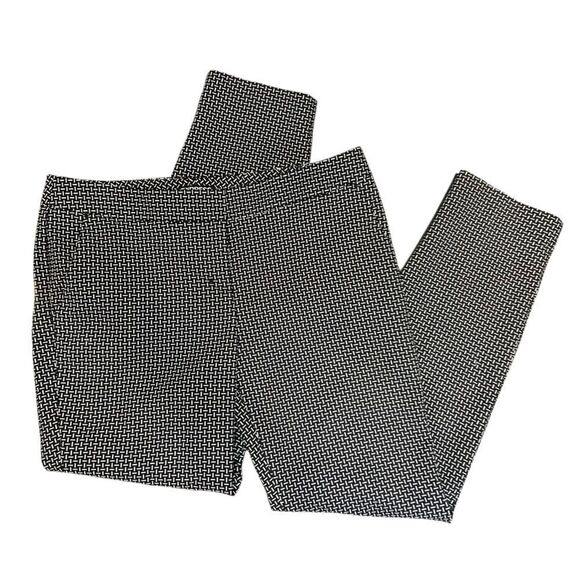 Express Columnist Mid Rise Ankle Pant Black and White Geometric Size 8 - Picture 13 of 15